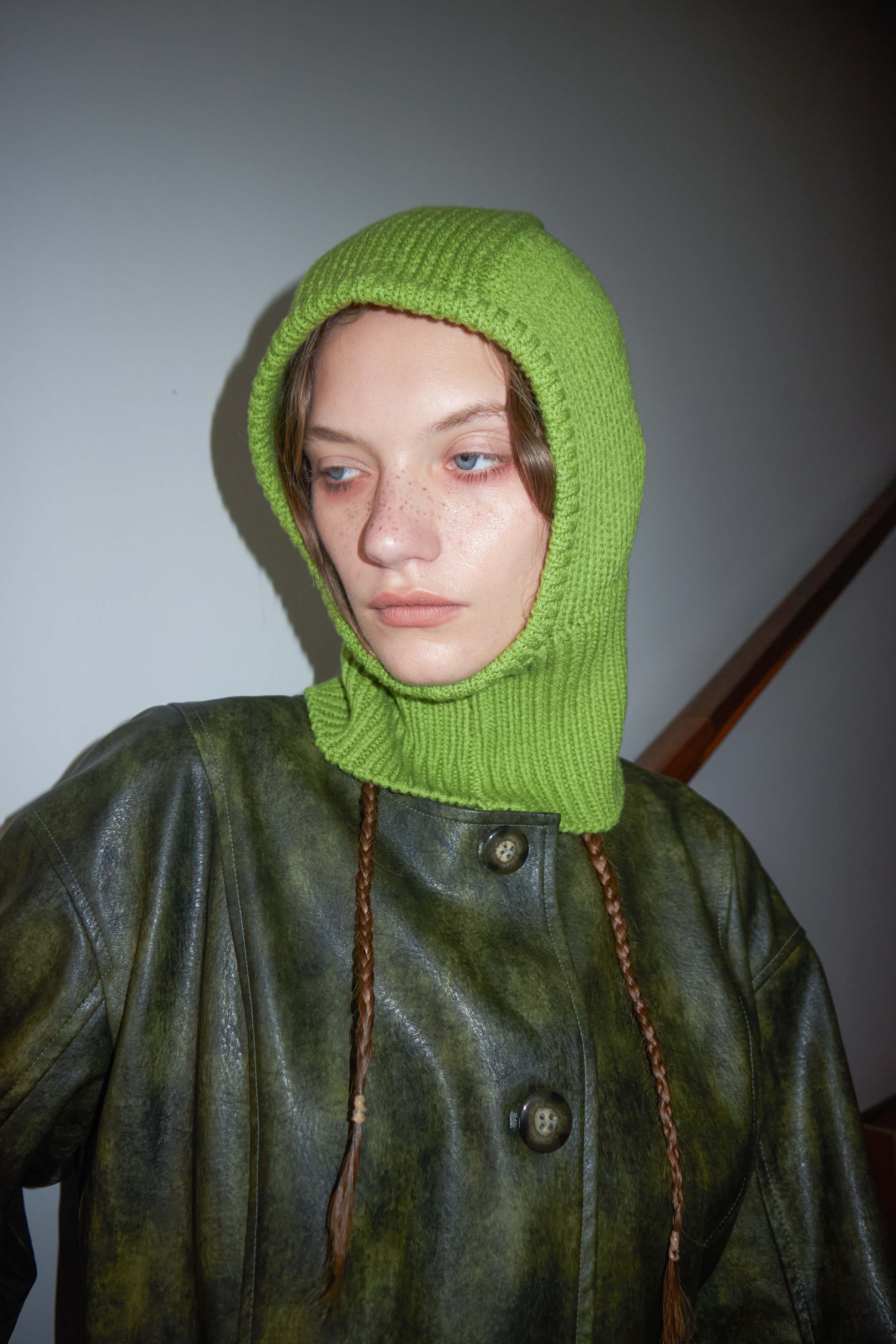 Arthur Apparel chunky wool blend knitted hood in sharp apple green