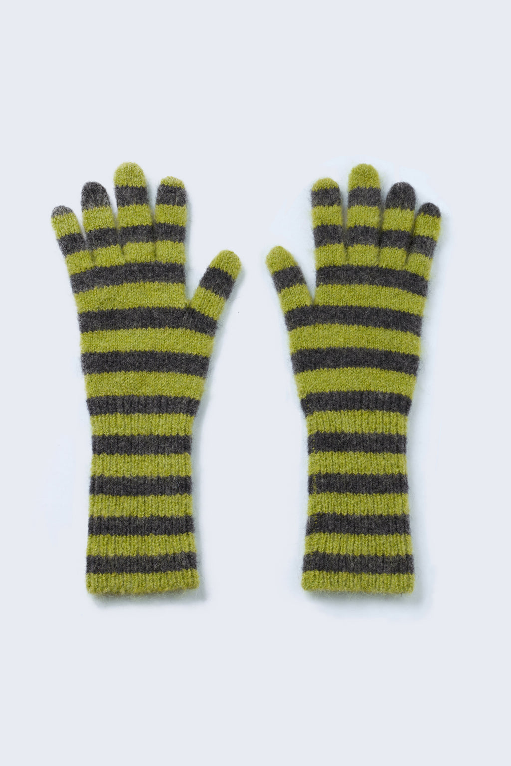 Mini Stripe Mittens in Acid/Grey