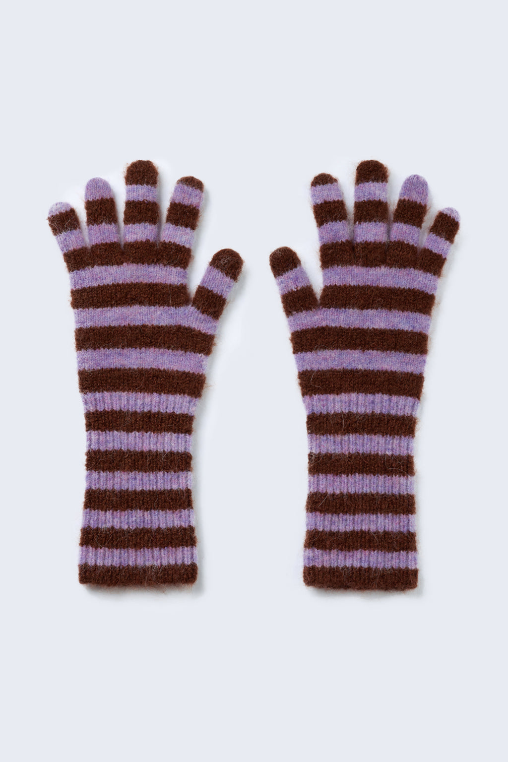 Mini Stripe Mittens in Bruise/Brown