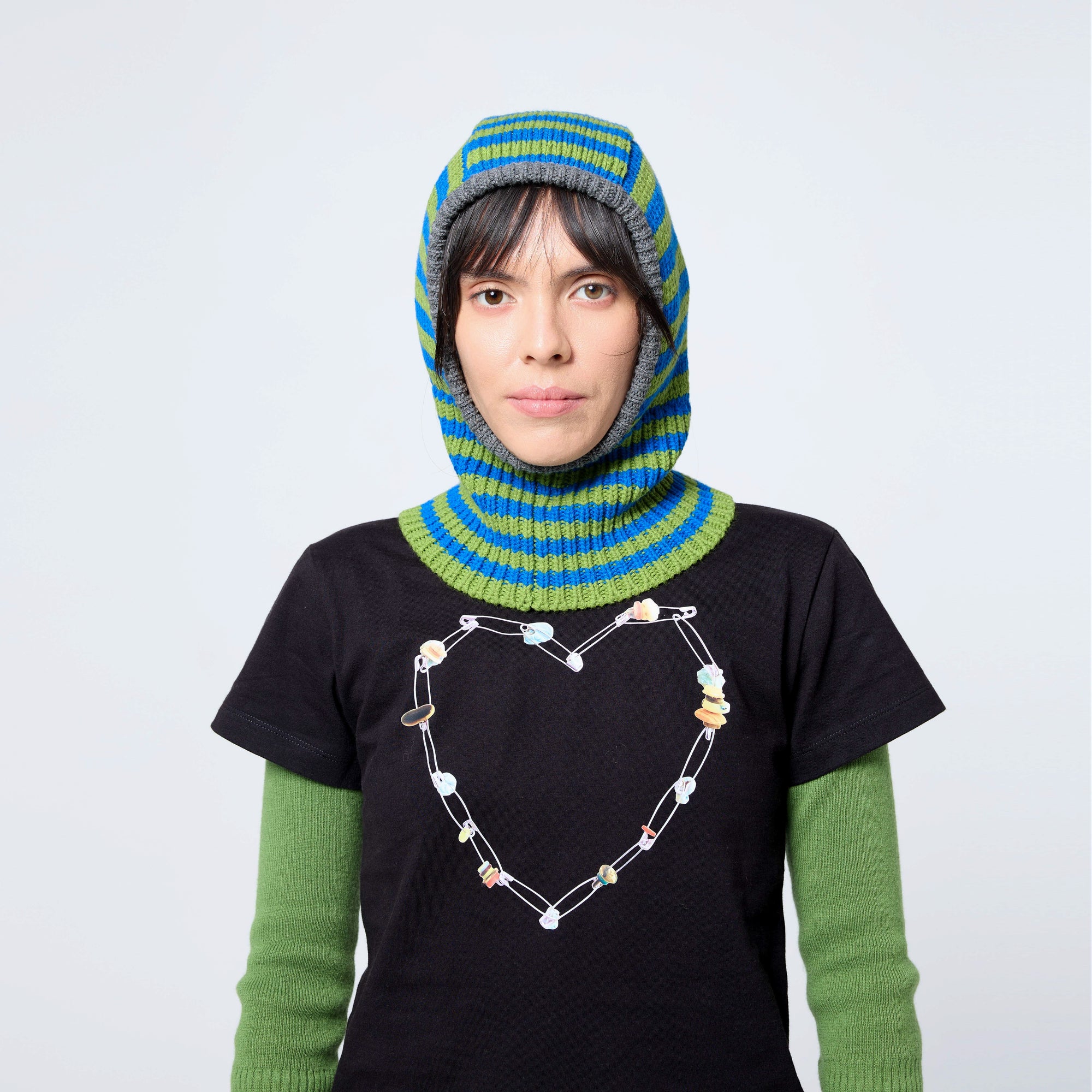 Mini Stripe Balaclava in Calibrate/Green