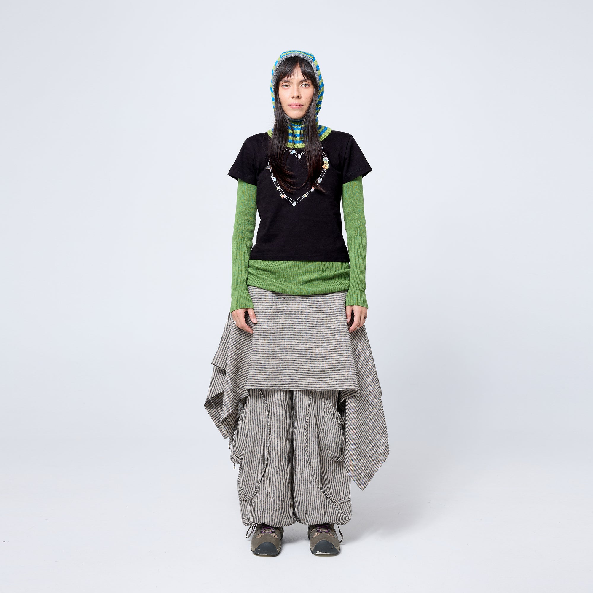 Mini Stripe Balaclava in Calibrate/Green