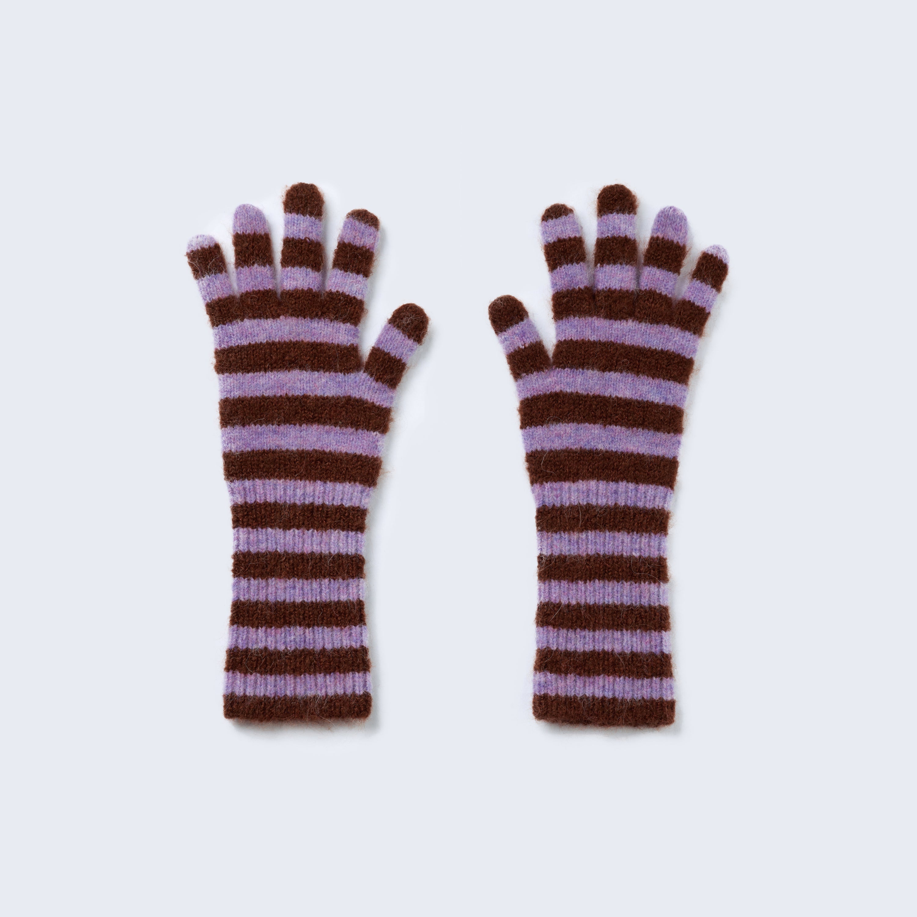 Arthur Apparel purple/brown striped wooly knitted mittens