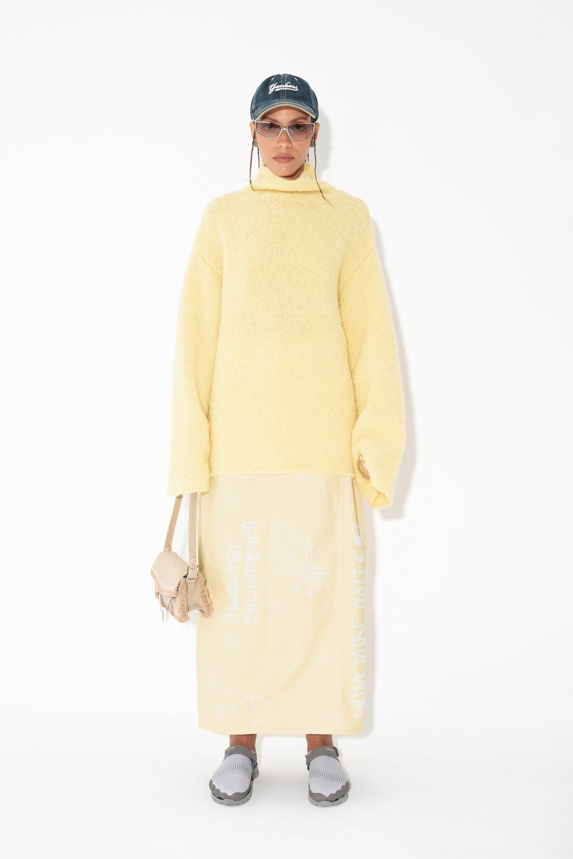 Arthur Apparel Oversized Fluffy Yellow Knitted Sweater