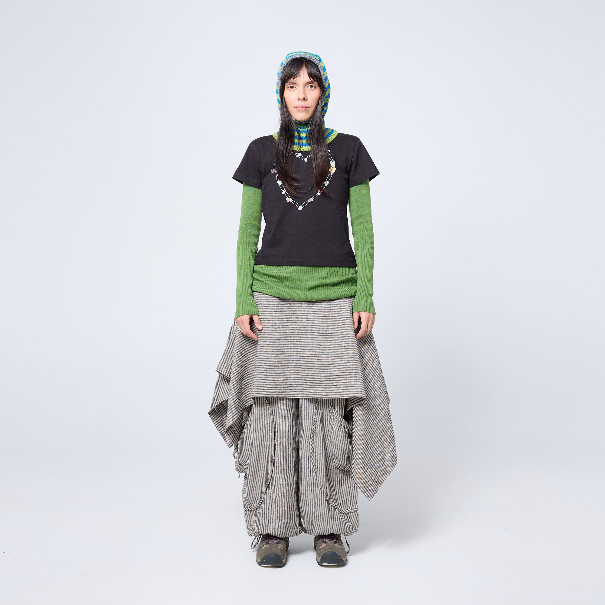 Origami Skirt in Earth Stripe