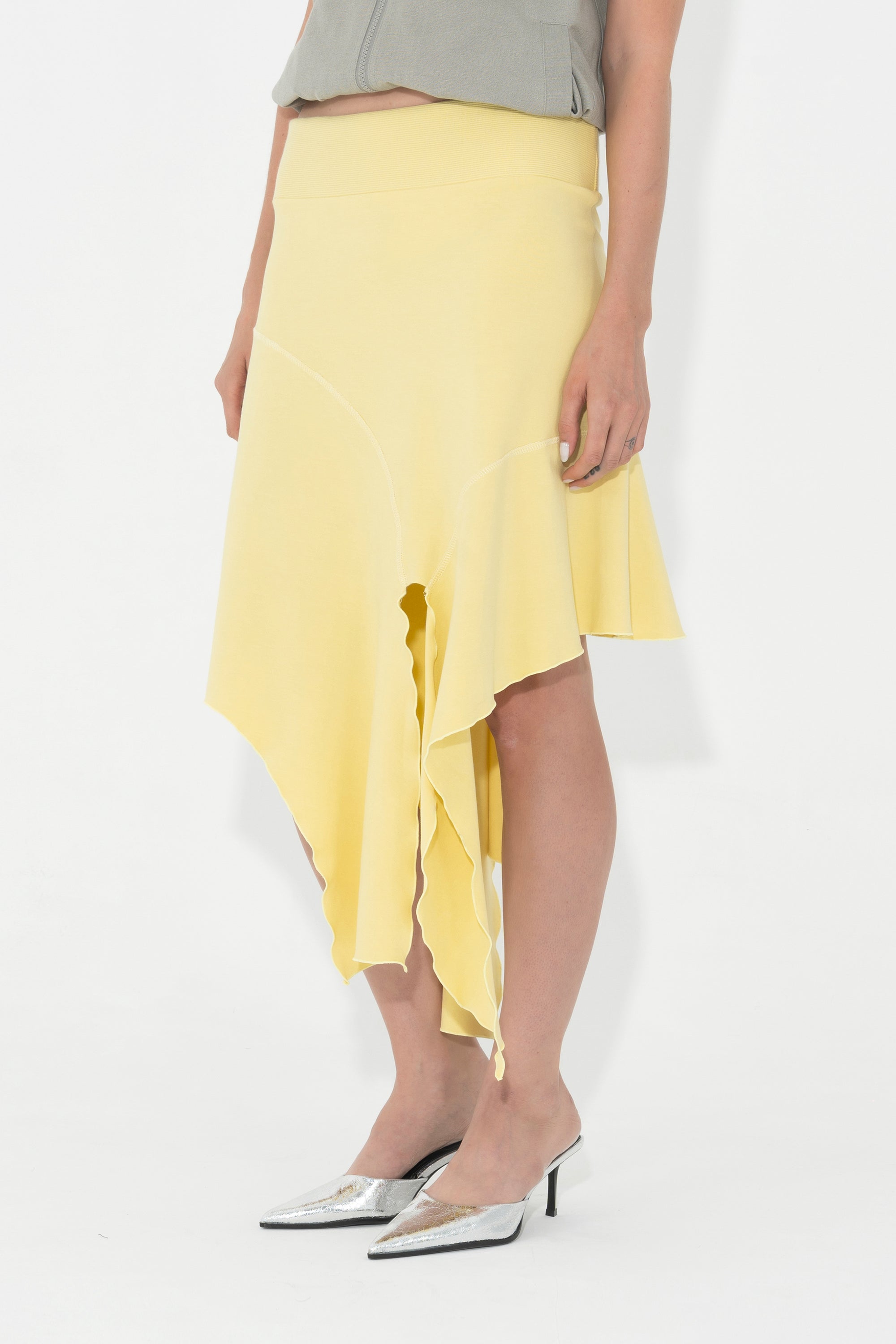 Arthur Apparel Asymmetric Draped Midi Skirt